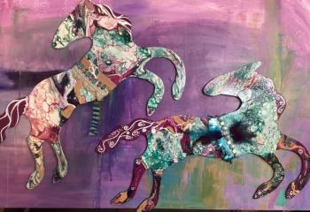 Hoof beats Mixed Media Equine Expressions by Diana Gallant. (Photo courtesy Gibbs Library)
