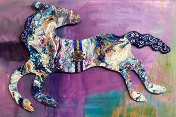 Hoof beats Mixed Media Equine Expressions by Diana Gallant. (Photo courtesy Gibbs Library)