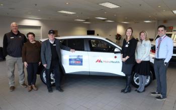 MaineHealth care team members and Quirk Chevrolet GMC of Rockland employees stand with the new 2024 Chevy Trax to be used by the MaineHealth Community Health Improvement,
Community Health department at Pen Bay Hospital. Pictured from left: Rich Mazurek, sales manager, Quirk Chevrolet GMC of Rockland; Jemma Penberthy, director of Community Health Improvement for MHPBH and MHWH; Jack Quirk, owner, Quirk Auto Group; Erin Brown, chief development officer for MaineHealth; Ellie Willmann, vice president of Philanthropy for the Coastal Region; and Tyson Thornton, PharmD, FACHE, vice president of Operations for MHPBH and MHWH. (Photo courtesy MaineHealth) MaineHealth care team members and Quirk Chevrolet GMC of Rockland employees stand with the new 2024 Chevy Trax to be used by the MaineHealth Community Health Improvement, Community Health department at Pen Bay Hospital. Pictured from left: Rich Mazurek, sales manager, Quirk Chevrolet GMC of Rockland; Jemma Penberthy, director of Community Health Improvement for MHPBH and MHWH; Jack Quirk, owner, Quirk Auto Group; Erin Brown, chief development officer for MaineHealth; Ellie Willmann, vice president of Philan