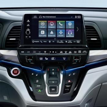There’s a lot going on here. The most recent previous Odyssey we drove, a 2021 model, had nine main function buttons under its screen; the ‘25 has 12. Note the Snow mode switch, to the left of the P-R-N-D/S gear selector, and the Smart Shortcuts button beneath the main tiles. For convenience, some functions are replicated on the steering wheel—which, in the Elite trim, is heated. There’s a lot going on here. The most recent previous Odyssey we drove, a 2021 model, had nine main function buttons under its screen; the ‘25 has 12. Note the Snow mode switch, to the left of the P-R-N-D/S gear selector, and the Smart Shortcuts button beneath the main tiles. For convenience, some functions are replicated on the steering wheel—which, in the Elite trim, is heated.
