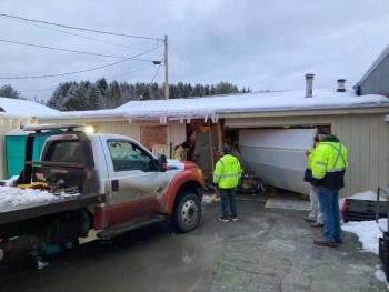 A passerby shared this photo after a vehicle hit the freight area of Lincoln's Country Store, in Warren, Feb. 3, 2025.