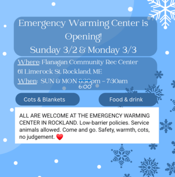 March 2 and 3, 2025 Emergency Warming Center information