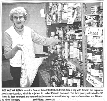 Newspaper article featuring Alice Dole, one of AIO's first volunteers. (Photo courtesy AIO)