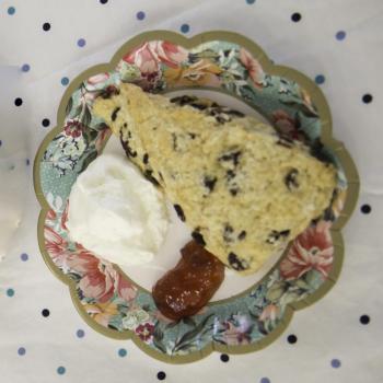 Scones are served with traditional English clotted cream and jam. (Photo courtesy Laura Pierpont)