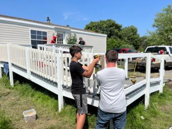 High School students address accessibility issues for an elderly homeowner. (Photo courtesy Midcoast Habitat for Humanity) High School students address accessibility issues for an elderly homeowner. (Photo courtesy Midcoast Habitat for Humanity)