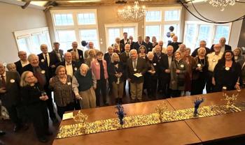 Camden Rotary Club members gathered at the Cellardoor Winery on April 5 to honor the organization’s 100th anniversary. (Photo courtesy Joan Phaup)