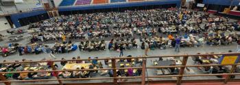 Competition as seen from the second level. (Photo by Elias Twitchell)