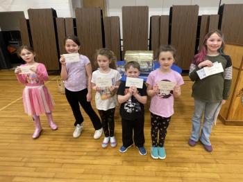 Honesty Raffle Winners: Adelina Kuras, Giuliana Rubino, Evie Guite, Erik King, Ella Curry, Alyce Hare. (Photo courtesy Thomaston Grammar School)