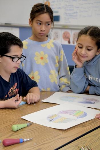 Leaps of Imagination students work on their landscape venn diagrams. (Photo courtesy Friends of Maine Coastal Islands National Wildlife Refuge)