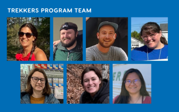 L-R: Diane Sternberg (Program & Training Director), Mitchell DelFrate (Program Manager), Kaleb Robinson (Program Manager), TJ Morris (Principal Program Manager), Kamryn Prior (AmeriCorps Member), Clara Dale (AmeriCorps Member), Emily McKnight (AmeriCorps Member). (Photo courtesy Trekkers)