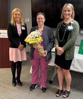 Pictured, from left: Denise Needham, PharmD, president of MaineHealth Pen Bay and Waldo Hospitals; Pen Bay DAISY Award Winner Heather Russell, RN; and Kristin Cyr, RN, MSN, chief nursing officer of MHPBH and MHWH, during a recent award ceremony at MaineHealth Pen Bay Hospital. (Photo courtesy MaineHealth) Pictured, from left: Denise Needham, PharmD, president of MaineHealth Pen Bay and Waldo Hospitals; Pen Bay DAISY Award Winner Heather Russell, RN; and Kristin Cyr, RN, MSN, chief nursing officer of MHPBH and MHWH, during a recent award ceremony at MaineHealth Pen Bay Hospital. (Photo courtesy MaineHealth)