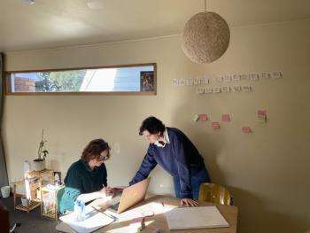 Coral and Sebastian, both 25, planning the museum digitally. Photo courtesy Sebastian Crissey