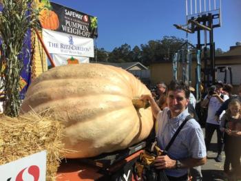 Charlie Costello with one of his great pumpkin. (Photo courtesy Merryspring Nature Center)