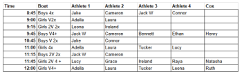 Race schedule for Megunticook Rowers. (Photo courtesy Marnie Read)