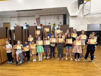 Courage award winners. Front: Sam Delano, Hadlee Ahearn, Avery Moore, Palmer Jackomino, Riley Blakeway, Noa Silverstein, Milo Fisher, Lila Haskell, Caidence Knowlton, Ellia Tucker, Levi Saroka. Back: Phoebe Edwards-Jenks, Dylan Latta, Jasmine Okouo, Corban Jackomino, Pam Smith, Swayze Prior, Lorelei Walsh, Autumn Morin, Kaiya Clements. Not pictured: Trevor Cronkhite. (Photo courtesy Thomaston Grammar School)