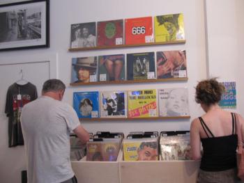 Customers browsing a record section. Photo by Kay Stephens