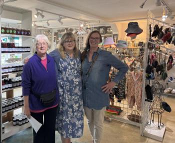 From left, Sharon Boody-Dean, Laura Learnard, and Deborah Ketter. (Photo by Ed O’Brien) Maine Artisans