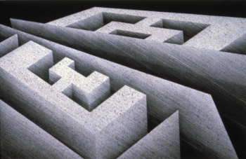 Susan Groce, CHASM I, 46 1/2” x 73”, mixed media drawing. (Photo courtesy Triangle Gallery)