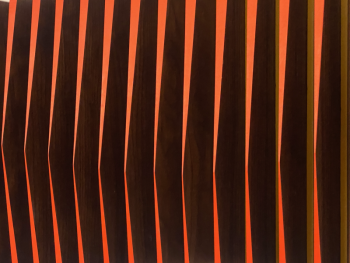Jamie Johnston, STEADY (detail), 18” x 34” x 5 1/2”, wood and paint. (Photo courtesy Triangle Gallery)