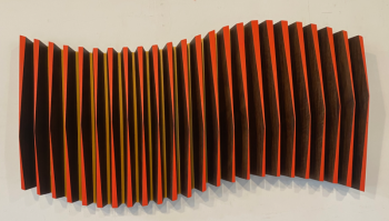 Jamie Johnston, STEADY, 18” x 34” x 5 1/2”, wood and paint. (Photo courtesy Triangle Gallery)