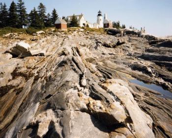 BEDROCK AT PEMAQUID POINT. Henry Berry and Steve Dickson Presentation, August 24. The iconic geology of Pemaquid and the Maine Coast will be explored at the OBHS Summer
Speaker Series on August 24. (Photo by AM Hussey) BEDROCK AT PEMAQUID POINT. Henry Berry and Steve Dickson Presentation, August 24. The iconic geology of Pemaquid and the Maine Coast will be explored at the OBHS Summer Speaker Series on August 24. (Photo by AM Hussey)