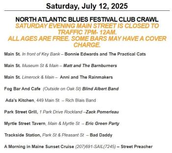 Club Crawl schedule