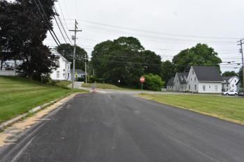 Fire Station on the left. An empty lot on the right has been used as overflow for apparatus in the past. (Photo by Sarah Thompson)
