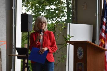 Representative Vicki Dudera shared her own thoughts and then read a commemoration written by Gov. Janet T. Mills. (Photo by Sarah Thompson)