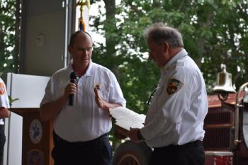 Owls Head Fire Chief Skip Hallett represents the Knox County Mutual Aid Association. (Photo by Sarah Thompson)