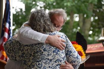 Keller presented his wife and each of his children with a flower bouquet. (Photo by Sarah Thompson)