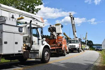 The vehicle that struck the pole was already hauled from the scene when this picture was taken. (Photo by Sarah Thompson)