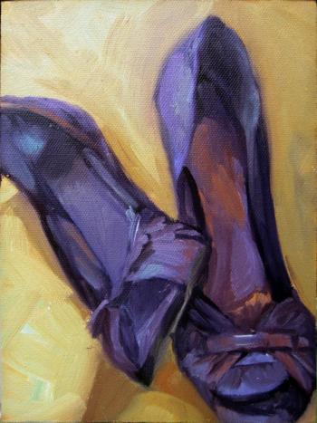Shoes, Carol L. Douglas, oil on archival canvasboard. (Photo courtesy Carol Douglas)