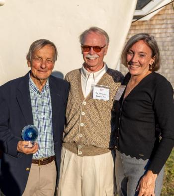 Left to right: Chris Beebe, winner of the 2025 Award for Philanthropic Excellence; Jim Hengerer, Board Chair, United Midcoast Charities; Jenn Chipman, Business Development Coordinator at Maine State Credit Union, sponsor of this year's award presentation. (Photo courtesy United Midcoast Charities)