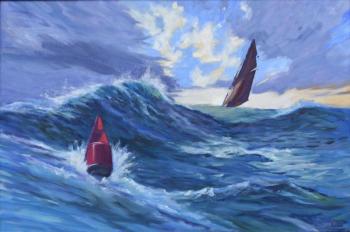 Heavy Weather (ketch Angelique), oil on canvas by Carol L. Douglas. (Photo courtesy Carol L. Douglas)