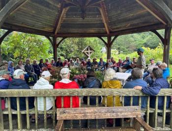 Jason White in the Hexagon at Merryspring. (Photo courtesy Merryspring Nature Center)