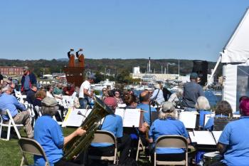 The audience settles in for the ten-year anniversary of the sinking of the merchant ship El Faro during a hurricane. (Photo by Sarah Thompson)