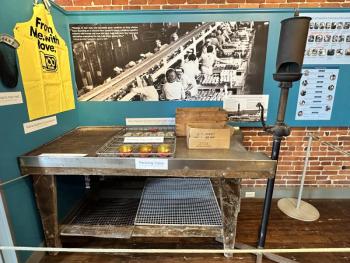 This packing table is a featured original artifact that is part of Penobscot Marine Museum’s Sardineland exhibit. 