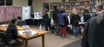 Washington voters line up at the polls