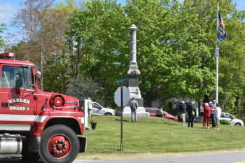 Warren fire truck parked near a Memorial Day event in Warren