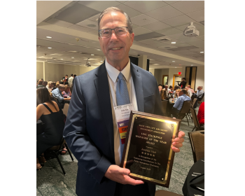Andrew Hart, of Camden, is the 2025 recipient of the Linc Stackpole Manager of the Year Award bestowed by the Maine Town, City and County Management Association Aug. 15 in Bethel. (Photo courtesy Sherri Hart)