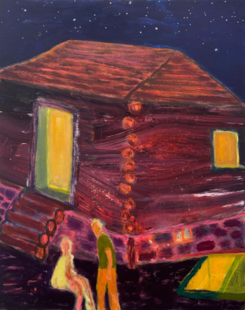 painting called Log Cabin at Night
