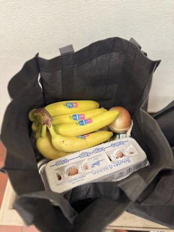 Bags of food given away by Megunticook Market. (Photo courtesy Nishant Patel) Bags of food given away by Megunticook Market. Photo courtesy Nishant Patel