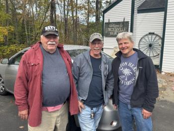 LHS Board Member Sandy Delano (left) with Bob Winslow and Ben Hardy. (Photo by Ed O’Brien) LHS