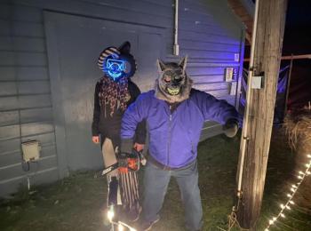 Chainsaw Guy, one of the Trail's longtime scare actors. Photo courtesy Rick Butler
