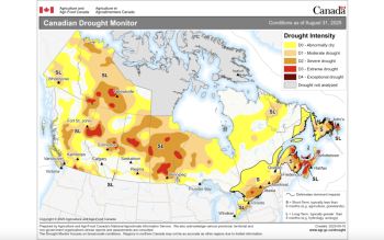 Canada's drought situation at the end of August, 2025. Canada's drought situation at the end of August, 2025.