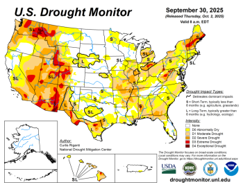 The U.S. Drought Monitor is jointly produced by the National Drought Mitigation Center at the University of Nebraska-Lincoln, the United States Department of Agriculture, and the National Oceanic and Atmospheric Administration. Map courtesy of NDMC. The U.S. Drought Monitor is jointly produced by the National Drought Mitigation Center at the University of Nebraska-Lincoln, the United States Department of Agriculture, and the National Oceanic and Atmospheric Administration. Map courtesy of NDMC.