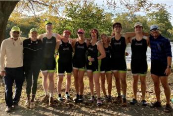 Mixed Eight, left to right: Coach Bob Van Twvyer, Cox Kali Brown, Mark McAllister, Leslie Forand, Amy Mitchell, Marnie Read, Grace Doolen, Jake Roux, Robert Wickenden, Cabot Adams; Mixed Quad - Hugh Brock, Amy Dyer, Will Schaetzke, Meredith Currier (Photo courtesy Megunticook Rowing) Mixed Eight - L to R - Coach Bob Van Twvyer, Cox Kali Brown, Mark McAllister, Leslie Forand, Amy Mitchell, Marnie Read, Grace Doolen, Jake Roux, Robert Wickenden, Cabot Adams Mixed Quad - Hugh Brock, Amy Dyer, Will Schaetzke, Meredith Currier Mixed Eight - Marnie Read, Grace Doolen, Leslie Forand, Amy Mitchell, Jake Roux, Mark McAllister, Robert Wickenden, Cabot Adams, cox Kali Brown Stephanie Last and Polly Saltonstall Cathy Kemper