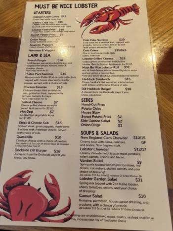 The new menu. Photo by Kay Stephens