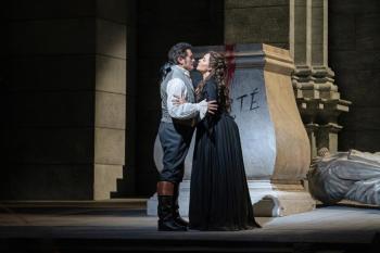 man and woman about to kiss