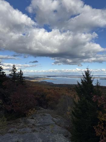 A view over Penobscot Bay and beyond to Mt. Desert, from the top of Bald Rock Mountain in Lincolnville. (Photo courtesy Lily Herb)